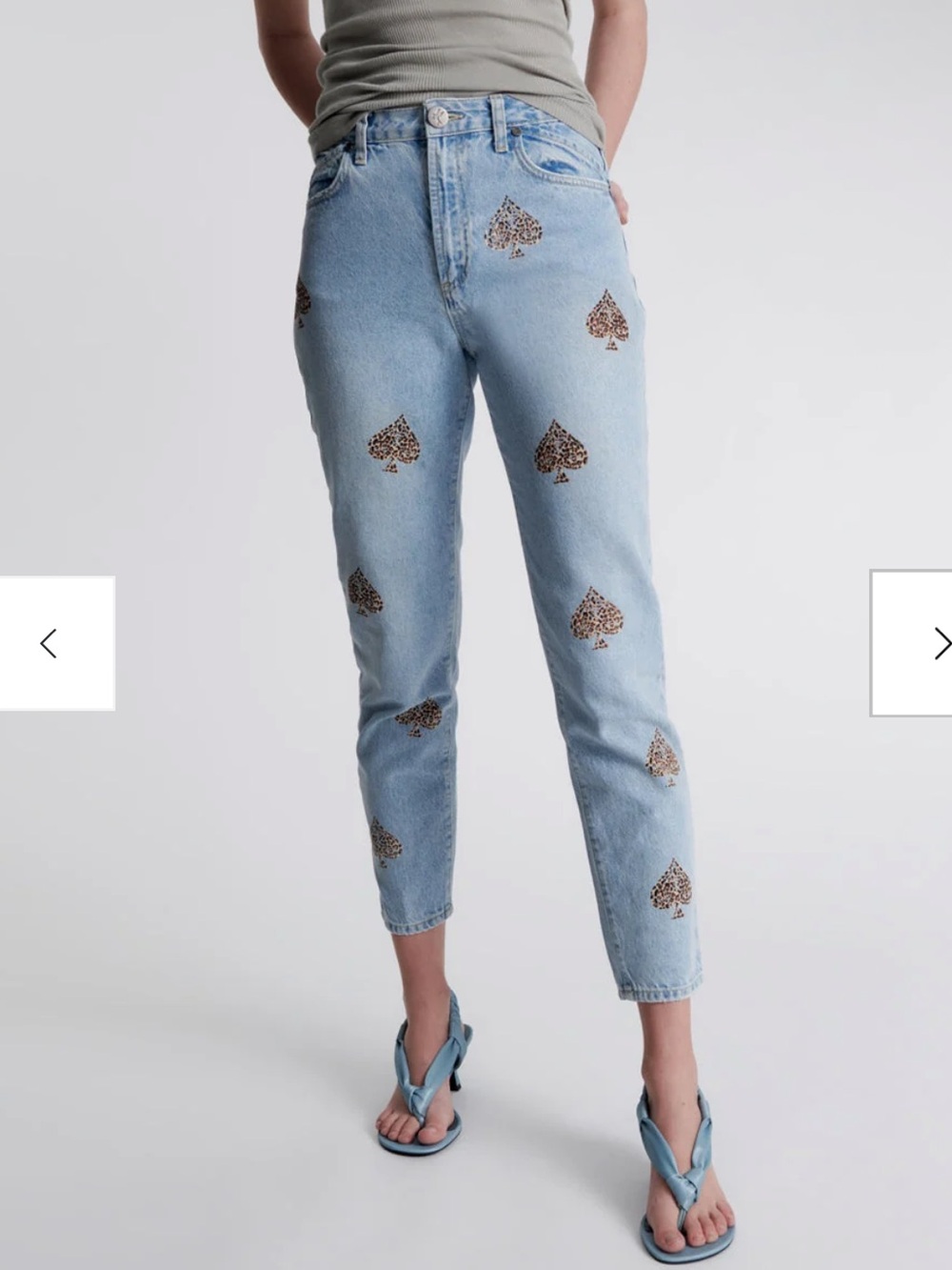 One Teaspoon Legends High-Rise Straight Jeans with Brown Spade Motifs